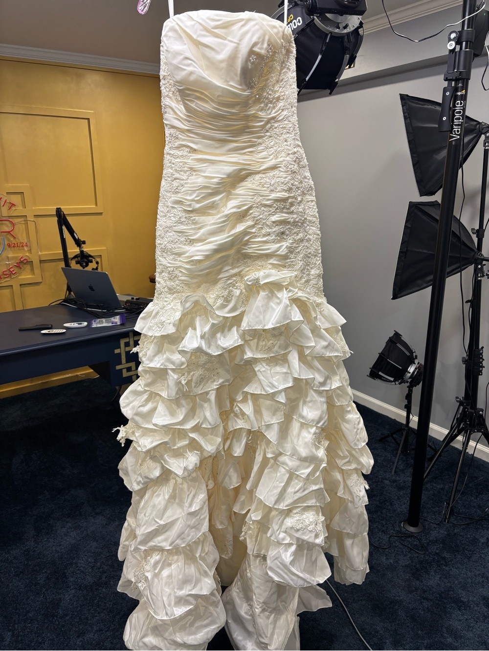 Ruffled Ivory Wedding Gown